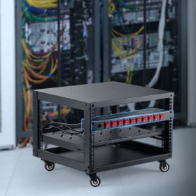 19’ 1U PDU 10 Outlets Rack Mount Power Strip Surge Overload Protection (Option: Black)