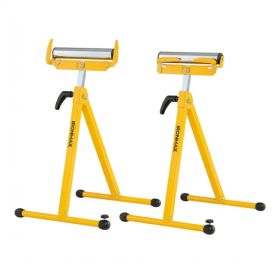 2-Pack Heavy Duty Metal Folding Roller Stand with Edge Guides Portable Woodworking Support - Yellow (Option: Default Title)