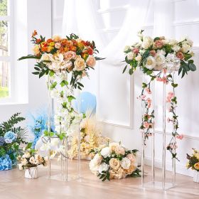 10PCS 23.6inch High Wedding Flower Stand, With Acrylic Laminate,Acrylic Vase Column Geometric Centerpiece Stands, Floral Display Rack For T-Stage (Option: Metallic)