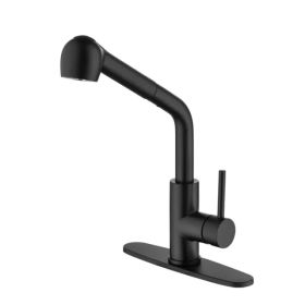 Single-Handle Pull-Out Sprayer Kitchen Faucet in Stainless Matte Black (Option: as picture)