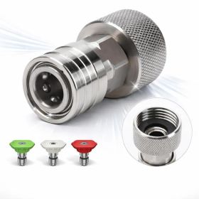 3/4" GHT to 1/4" Quick Connect Garden Hose to Pressure Washer Adapter, Stainless Steel Garden Hose Connectors, Tool-Free Install, Leak-Proof for (Option: Default Title)