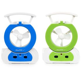 Desk Cooling Fan w/180°Adjustable LED Lamp Baby Stroller Fan Emergency Flashlight Torch for Household Camping Traveling (Option: Green)