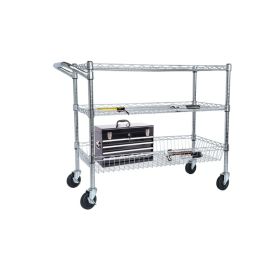 Heavy Duty Rolling Utility Cart,3 Tier Rolling Carts with Wheels,with Handle Bar & Shelf Liners,36"x18"x32"Storage Cart for Kitchen,Restaurant,Pl (Option: Default Title)