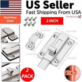 2Pcs Stainless Steel Latch Sliding Silver Doors Lock Keyless Door Bolt For Doors (Option: 2 Inch)