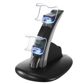 Charging Dock Station Dual Micro USB Charger Stand For PS4 Pro-PS4 Slim Gamepad Controller Handle Charging Station With Blue Indicator Game Lover (Option: Black)
