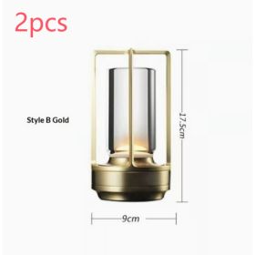 2pcs Portable Touch Control Table Lamp With 5000mAh Battery, 3-Color Stepless Dimming Cordless LED Light For Bedroom Camping Restaurant Bar Indoo (Option: StyleB Gold 2pcs)