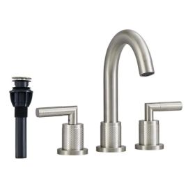 Bathroom Faucet 2 Handle Brushed Nickel Bathroom Sink Faucet Widespread 3 Hole 360° Swivel Spout Modern Sink Basin Faucets 8 inch (Option: as picture)
