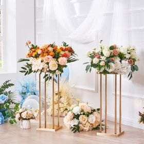 4PCS Gold Metal Column Wedding Flower Stand, 31.5inch High With Metal Laminate, Vase Geometric Centerpiece Stands, Cylindrical Floral Display Rac (Option: Metallic)