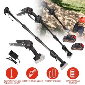 2-in-1 Cordless Pole Saw, Brushless Mini Chainsaw Cordless with Pole, 2 Pack 21500mAh Batteries Powered Pole Saws for Tree Trimming, 13ft Reach E (Option: Default Title)