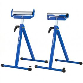 2-Pack Heavy Duty Metal Folding Roller Stand with Edge Guides Portable Woodworking Support - Blue (Option: Default Title)