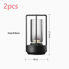 2pcs Portable Touch Control Table Lamp With 5000mAh Battery, 3-Color Stepless Dimming Cordless LED Light For Bedroom Camping Restaurant Bar Indoo (Option: StyleB Black 2pcs)