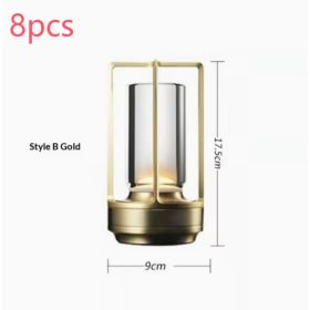 2pcs Portable Touch Control Table Lamp With 5000mAh Battery, 3-Color Stepless Dimming Cordless LED Light For Bedroom Camping Restaurant Bar Indoo (Option: StyleB Gold 8pcs)