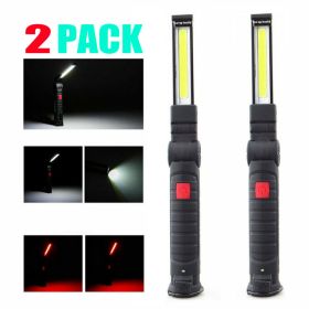 2PCS 5Modes Magnetic Rechargeable COB LED RED Work Light Lamp Folding Torch USA (Option: A)