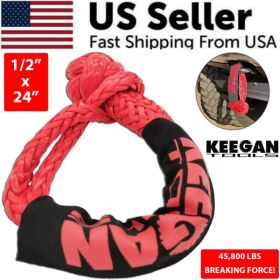 1/2" x 24" 65,000LBS Soft Shackle Recovery Rope For SUV Winch Snatch Off Road US (Option: Default Title)