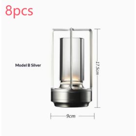 2pcs Portable Touch Control Table Lamp With 5000mAh Battery, 3-Color Stepless Dimming Cordless LED Light For Bedroom Camping Restaurant Bar Indoo (Option: StyleB silver 8pcs)
