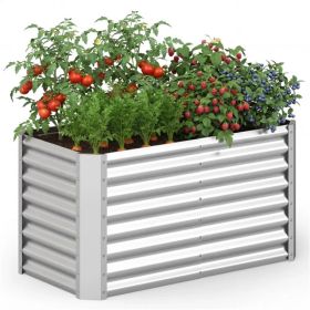 4×2×2 Ft Galvanized Steel Raised Garden Bed Outdoor Planter Box for Vegetables Herbs Flowers (Option: Default Title)