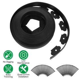 32.8FT&60FT&100FT Options - 1Pc No-dig Garden Edging Kit Plastic Garden Border With 30&54&90Pcs Stakes 2In Tall Border Edging For Garden Lawn Yar (Option: 60FT)