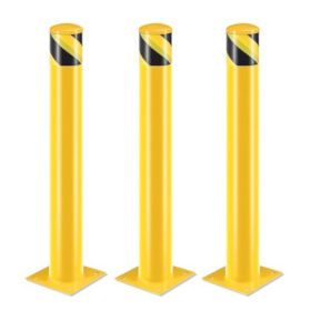 Safety Bollard Post, 36 Inch Height Steel Bollards, 4.5 Inch Diameter Parking Bollard, Yellow Powder Coated Safety Parking Barrier Post, For Traf (Option: Default)