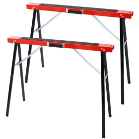 Saw Horses 2 Pack, Folding Portable Work Horse with Fast Open Legs, Convenient Handle, Heavy Duty Steel Sawhorse for Garage, Workshop, Fully Asse (Option: as picture)