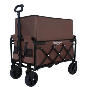 Expandable Dual-Layer Utility Wagon with 100% Extra Space - Grocery Cart for Camping, Shopping, Sports, Gardening, Fishing, Supports 225lbs, Brow (Option: Default Title)