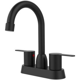 2 Handles Matte Black Faucet, Brushed Nickel Centerset RV Bathroom Faucets for 3 Hole [pop-up drain and hose not included][Unable ship weekends, (Option: as picture)