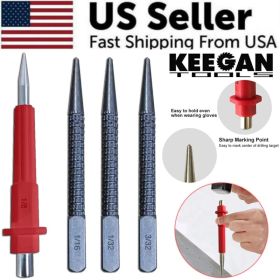 4 Piece Nail Setter & Center Punch Set 4" Wood Metal Super Impact Resistance USA (Option: Default Title)