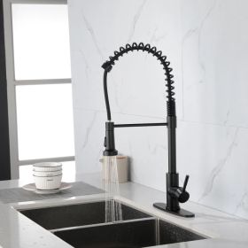 Kitchen Faucets Commercial Solid Brass Single Handle Single Lever Pull Down Sprayer SpringKitchen Sink Faucet Matte Black (Option: as picture)