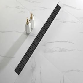 36 Inch Linear Shower Drain with Removable Brick Patterned Grate Cover, 304 Stainless Steel Shower Floor Drain with Hair Strainer and Leveling Fe (Option: Default Title)