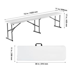 Plastic Folding Bench, 6 ft Portable Bench for Indoor/Outdoor Picnic Party Patio Camping Dining (Color: White, Quantity: 1 pcs)