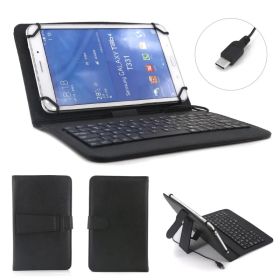 7inch universal Tablet Leather Stand Case With Type C Wired Keyboard(tk/temu self-pickup orders) (Option: as picture)