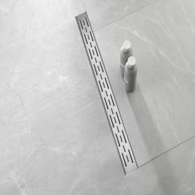 30 Inch Linear Shower Drain with Removable Brick Patterned Grate Cover, 304 Stainless Steel Shower Floor Drain with Hair Strainer and Leveling Fe (Option: Default Title)