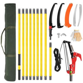 24ft Manual Pole Saw, Lightweight Tree Trimmers Long Handle Pruner Set, Sharp Steel Blade and Scissors Pole Saw for Trimming Palm, Pear Tree, Fir (Option: Default Title)